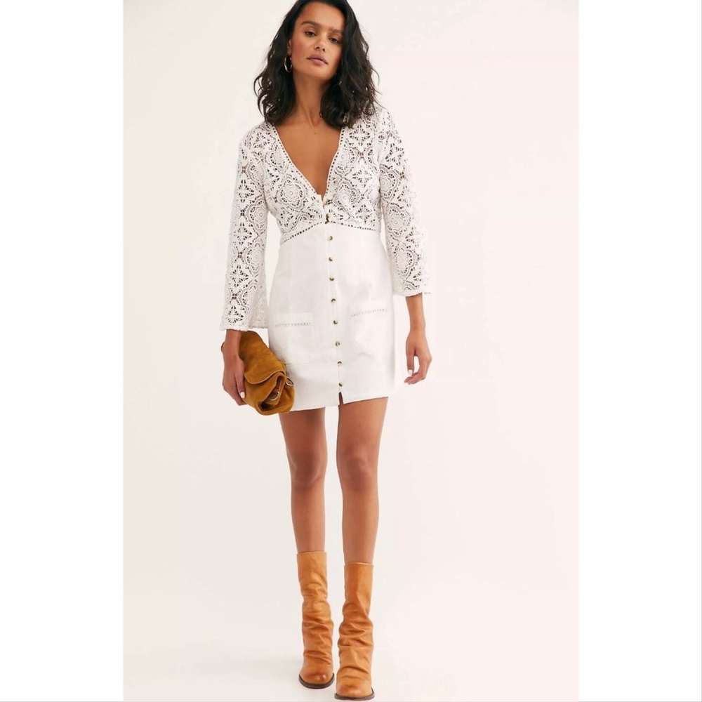 Free People Crotchet sheer lace dress